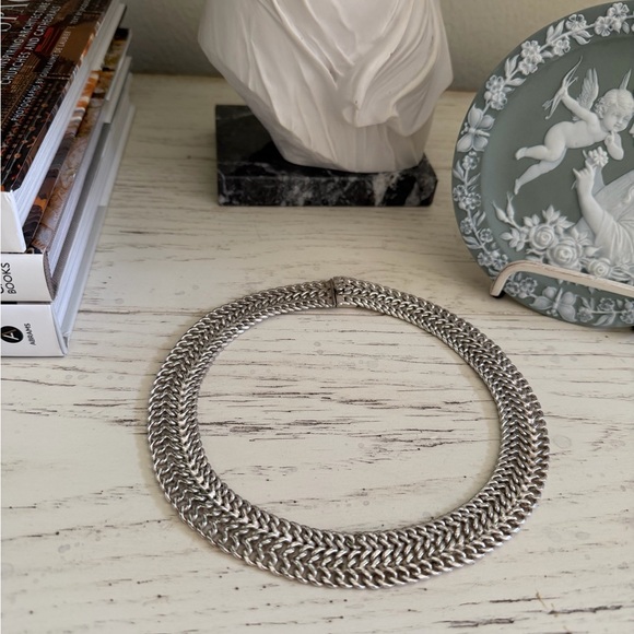 Taxco 925 Jewelry - Taxco 925 IC-25 Stunning Silver Braided Chain Collar Necklace - Women’s Jewelry